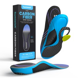 Carbon Fiber Insole for Men & Women - Sumiwish（1 Pair） High Arch & Rigid Support Shoe Insert for Women & Men - Rigid Support for Turf Toe, Foot Fractures, Hallux Rigidus - Non-Cleated Shoes