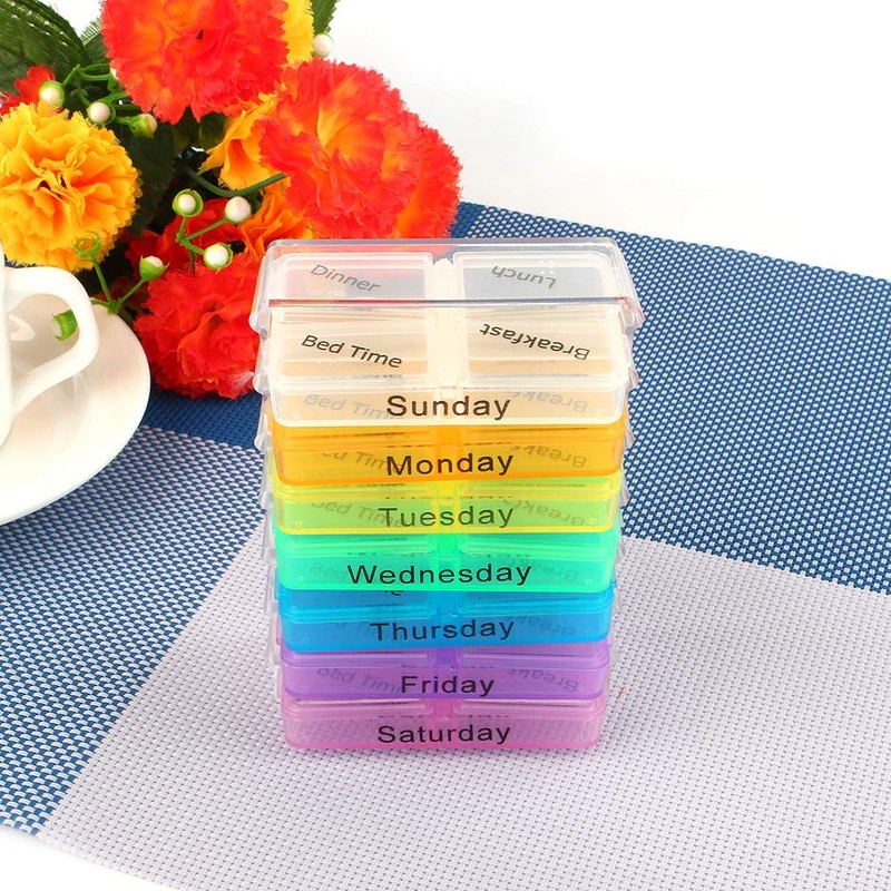 Jwthee Weekly Pill Organizer 4 Times A Day, Large Daily