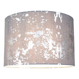 Modern and Unique Grey Cotton Fabric Lamp Shade with Silver Foil Design for Table or Ceiling Usage | 30cm Diameter | 60w Maximum by Happy Homewares