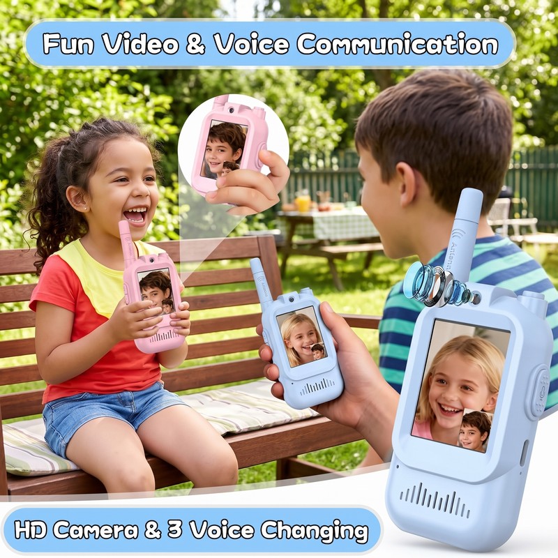 2PC Video Walkie Talkies for Kids – Rechargeable Two-Way Communication