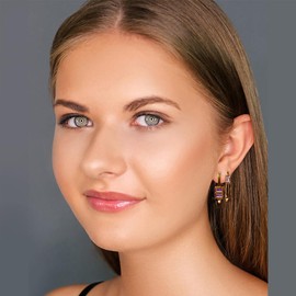 Nobel Schmuck Women's Earrings 925 Silver Cubic Zirconia Baguette Cut Minimalist, Silver, Cubic Zirconia