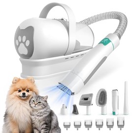 Dog Grooming Kit, Pet Grooming Vacuum with Pet Clipper Nail Grinder, Dog Hair Vacuum with 6 Pet Grooming Tools for Dogs Cats Shedding Grooming