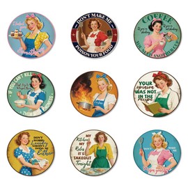 ANATTASOUL 9 Pcs Wood Coasters Sets for Drinks Retro Housewife Colorful Wooden Cup Mat for Coffee Table Decor, 3.9" Desk Coasters for Home, Apartment, Office, Bar