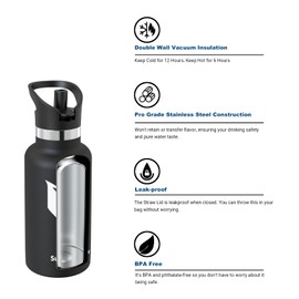 Super Sparrow Water Bottle Stainless Steel - Metal Water Bottle - 350ml - Insulated Water Bottles - Water Bottle with Straw Lid - BPA Free Kids Water Bottle - Flask for Gym, Travel, Sports