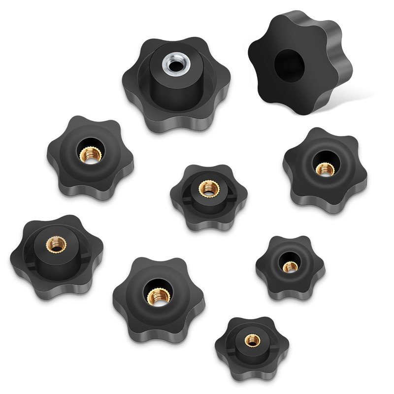 Jeboler 6Pcs M6 Star Clamping Nuts, 38mm Diameter, M6 Thread,