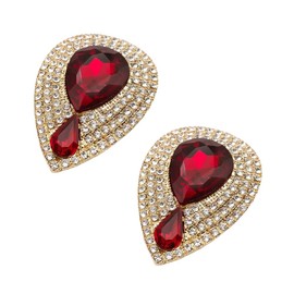 Ruihfas 2Pcs Elegant Rhinestone Crystal Metal Shoe Clips for Pumps Women Bridal Wedding Shoes Decorations Clips (Red)