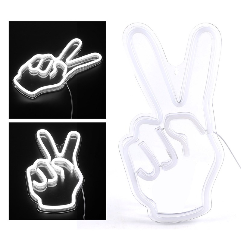 Neon Sign Light Innovative Victory Gesture Decorative Lamp USB Powered