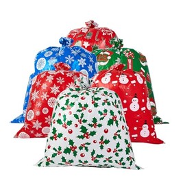 sishunhang 6PCS Large Christmas Gift Bags 44"x33" Jumbo Extra Large Gift Bags with Tag and String,Holiday Gift Wrap,Big Xmas Plastic Gifts Bags