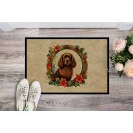 Caroline's Treasures DAC2304MAT American Water Spaniel Christmas Flowers Doormat Front Door Mat Indoor Outdoor Rugs for Entryway, Non Slip Washable Low Pile, 18H X 27W