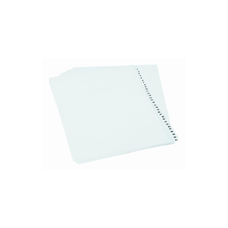 Oxford Binder Dividers Plastic Preprinted, Numbers 1-31, Letter, White