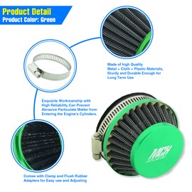 MCHMFG 58mm Air Filter for Dellorto SHA Carb Carburetor Tomos A35 Minarelli Puch Moped 47cc 49cc Mini Pocket Dirt Bike (Green)