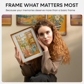 Homeforia 16 x 24 Picture Frame Brown, High End Dark 16x24 Wooden Poster Frames with Mat 12x18 for Wall or Tabletop, 24x16 Walnut Wood Frame Matted to 12 by 18 inch, Tempered Glass, Wall Kit, Set of 1