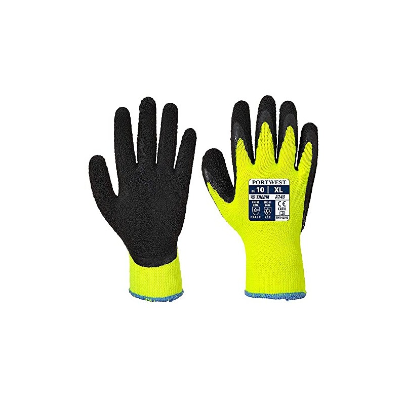 Portwest A143 Thermal Soft Grip Glove Yellow/Black, X-Large