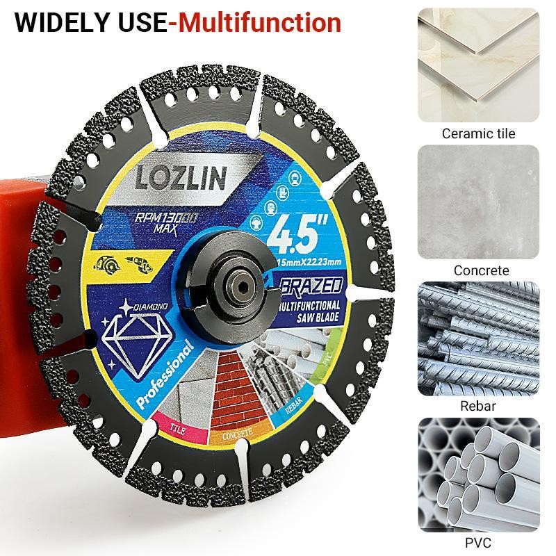 LOZLIN 3PCS 4.5" Multi-Material Cutting Blades - Dry Cut Metal,