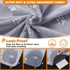 LOOBANI Washable Pee Pads for Dogs, Reusable Pee Pads for Dog Mat Puppy Pads Training Pads Non Slip Whelping Pad for Dog Playpen, Crate, Car, Grey 2 Pack 36 x 36 in