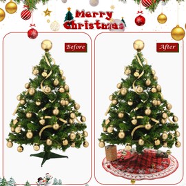 IHCEMIH Christmas Tree Blanket Skirt Red Large Carpet Round Snowflake Ren Christmas Tree Stand Cover Christmas Decoration Christmas Tree Skirt Christmas Tree Base 90 cm