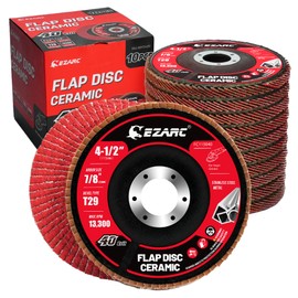 EZARC Ceramic Flap Discs 40 Grit, 4 1/2 x 7/8-Inch Flap Sanding Disc, Type 29 Ceramic Grinding Wheel for Stainless Steel, Non-Ferrous Metal, Cast Iron, Sheet Metal, 10 Pack