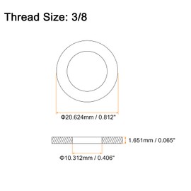 sourcing map 50Pcs 3/8 Flat Washer, 304 Stainless Steel 0.406" ID x 0.812" OD x 0.065" Thick for Bolt Screw, Factories Repair, Kitchens, Shops, and Outdoor Construction, Black