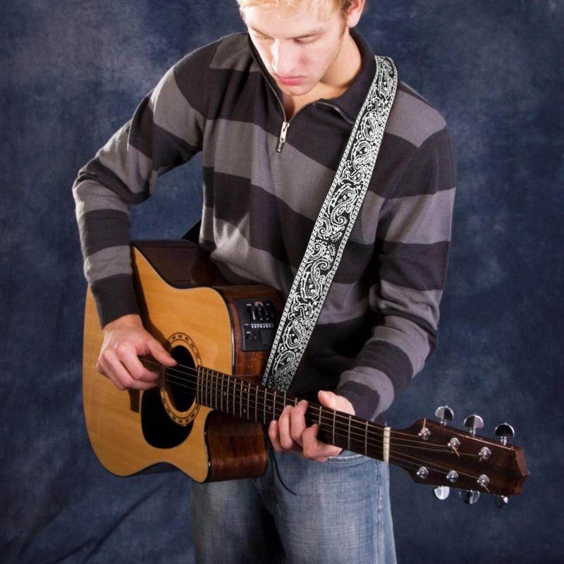 Guitar Strap, Adjustable Guitar Strap, Boho Style Embroidered Guitar Strap,