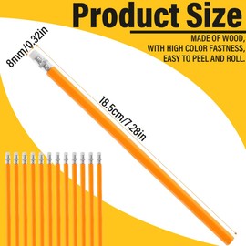 Sketching Pencils Set, 12 PCS HB Pencils With Rubbers On The End, Graphite HB Pencils, HB Pencil Pack with Erasers, Writing Pencils for Children, for School Supplies, Orange, HB