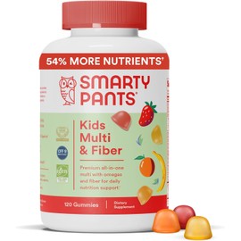 SmartyPants Kids Formula & Fiber Gummies, 120 Count, Multivitamin + Omega-3, Fiber, DHA/EPA