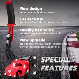 aikeec 64 Bit USB Handbrake with Clamp for PC Windows Sim Racing Games G25 G27 G29 T500 FANATECOSW Dirt Rally with Handle Grip