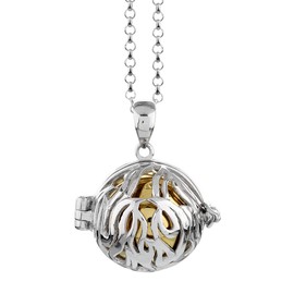 Nenalina Silver necklace with angel whisperer pendant including chime ball, women's necklace with jewellery pendant, length 80 cm, 925 sterling silver, EFS-025, Sterling Silver, No Gemstone