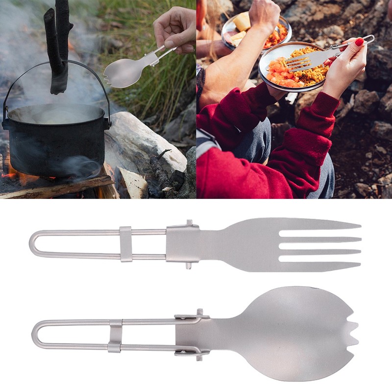Portable Folding Titanium Spork Fork Outdoor Camping Cutlery Travel Tableware(Fork