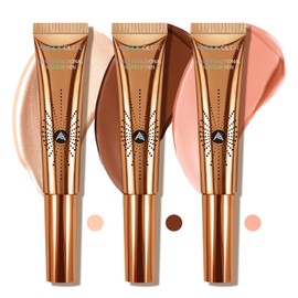 Anglicolor 3Pcs Highlighting Blush Contour Stick Easy To Use,Liquid Blush Liquid Contour Wand Blends Well,Great BlushCream Contour, Lasting Matte Subtle Cruelty & Cruelty-Free (#01+#02+#05, 36ml)