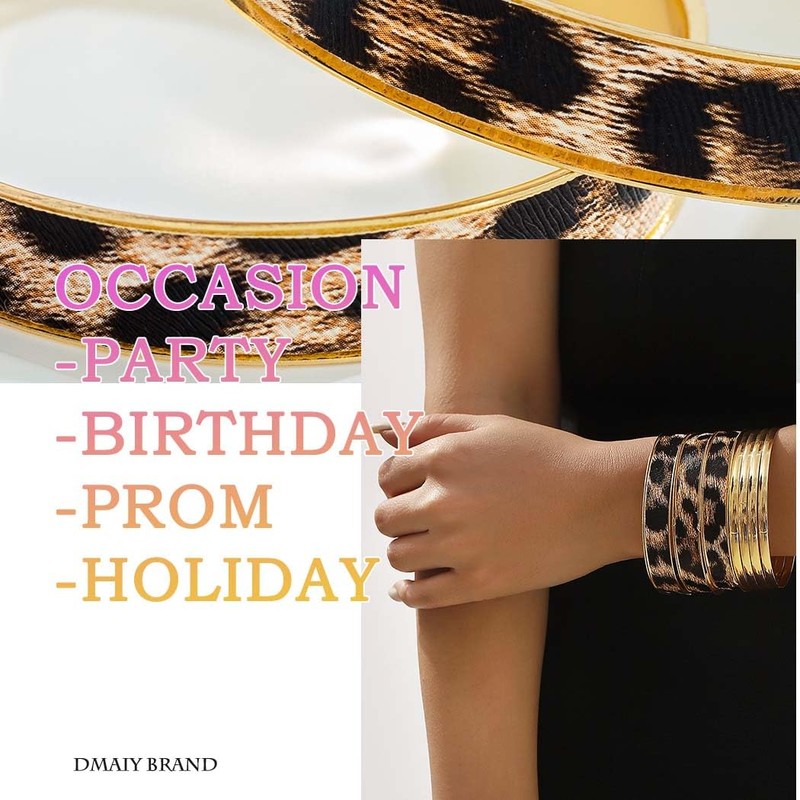 Dmaiy Gold Bracelets for Women Vintage Leopard Print Bracelet Layered
