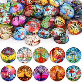 Pack of 100 Muggle Stones Colourful Children Large 25 mm Glass Nuggets Glass Stones Mosaic Stones for Crafts Lucky Stones Gemstones Glass Building Blocks Decorative Stones Gemstones Cabochons for DIY