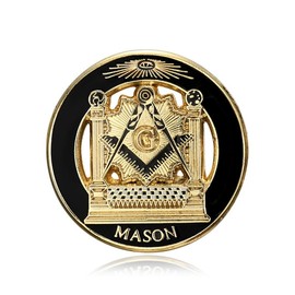 BOBIJOO Jewelry - Pins G Angle and Compass LDS Temple Masonic Buttonhole Masonic Pin Badge Gold Plated Gold Enamel Blue Symbol, see description, Modern