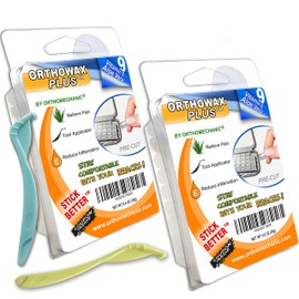 Genuine Orthowax Plus - Now Precut with Aloe Vera and Vitamin E - Applicator Tool Included - Orthodontic Wax for Braces Wearer (Pack of 18) - Stick Better Than Competitors - Unscented
