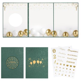IRENE Guest Book for DIY, Blank Dark Green Gold Party Decoration Sign Book Alternative for Wedding, Birthdays, Graduation, Baby Showers, Quinceanera, Farewell, Retirement Celebration Party
