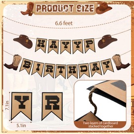 Oudain Western Cowboy Birthday Party Decoration, Happy Birthday Banner double layer Hat Boots Cowboy Hanging Swirls for First Party, Western Theme Decoration Supplies