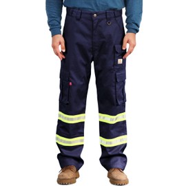 BOCOMAL FR Pants High Visibility Cargo Pockets Flame Resistant Hi-Vis Workwear Water & Oil Repellent Finish Navy