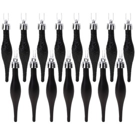 Christmas Concepts® Pack Of 15-8.5cm Droplet Baubles - Matte & Glitter Design - Christmas Baubles (Black)