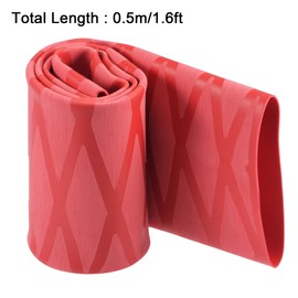 sourcing map Heat Shrink Tubing, 50 mm, Diameter 81 mm, Flat Width, Shrink Ratio 2:1, Double-Walled Heat Shrink Tubing, with Mesh Pattern, 0.5 m Length, Waterproof, PE, Red