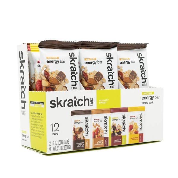 SKRATCH LABS Anytime Energy Bar, Variety Pack, (3 of each flavor) Natural, Low Sugar, Gluten Free, Vegan, Kosher, Dairy Free