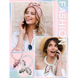 Boyiee 3 Pcs 1950s Vintage Scarf Women Chiffon Scarf Retro Square Neck Head Hair Scarf Purse Scarf Neckerchief(Elegant Polka Dot Style)