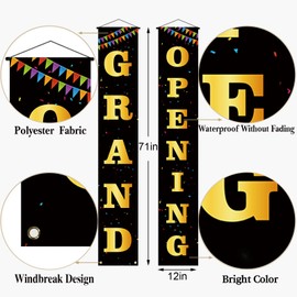 Grand Opening Decorations Outdoor Black Grand Opening Porch Sign Banner New Store Restaurant Grocery Cafes Shop Advertising Business Start Sign