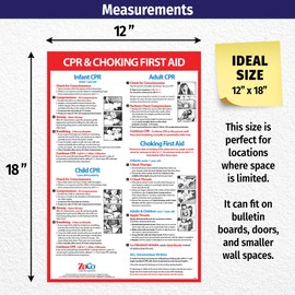 2 Pack: CPR & Choking Posters (English & Spanish) - Laminated, 12 x 18 in. - Restaurant Compliance Signs - CPR, Heimlich Maneuver First Aid Poster - School Supplies in Spanish