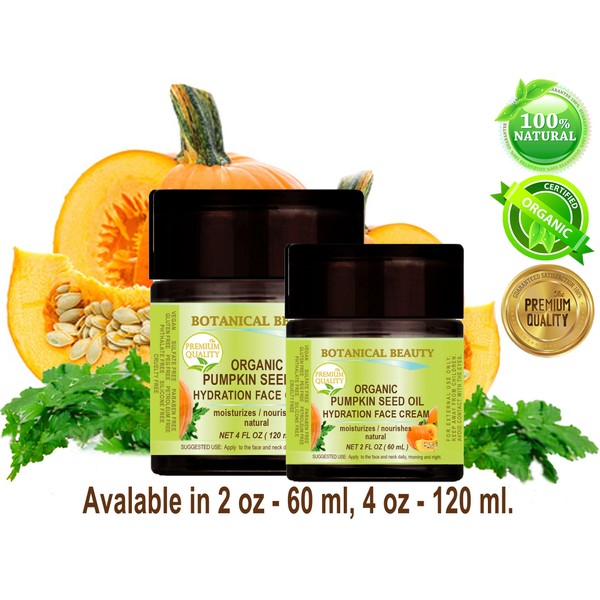 ORGANIC PUMPKIN SEED OIL HYDRATION FACE CREAM. For NORMAL to DRY SKIN. (2 Fl.oz - 60 ml)