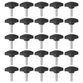 QUARKZMAN Pack of 25 Thumb Screws M6 x 25 mm Thumb Screw with T-shaped Handle, Galvanised Carbon Steel Threaded Bolts Thumb Screws 36 mm Clamping Screw Knob for Quick Removal