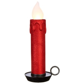 Raz 22.5 Inches Large Flickering Flame Red Glitter Christmas Candle - Holiday Decoration