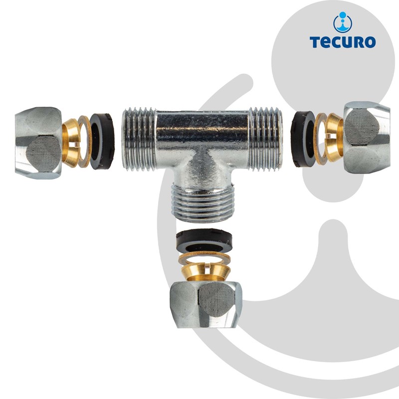 tecuro Crimp Fitting Tee for Diameter 10 mm Copper Pipe