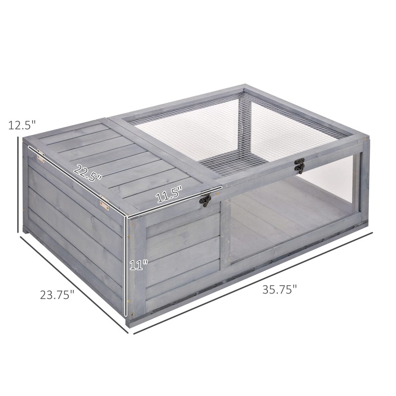 PawHut Wooden Tortoise House Indoor Turtle Habitat Enclosure Outdoor Reptile