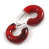 Small Acrylic Thick Half Hoop Earrings with Marble effect in