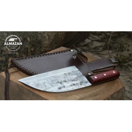 Almazan New Almazan Kitchen Knife with Hand Forged High Carbon Blade with Leather Sheath
