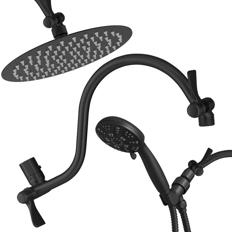 Voolan All Metal Shower Head Extension Arm, 14 Inch Curved